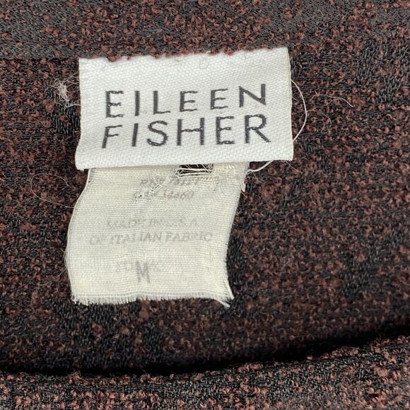 EILEEN FISHER Top M Viscose Blend Textured Crewneck Long Sleeve Brown USA VTG - Picture 9 of 13